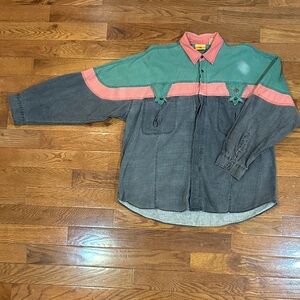 Vintage Raintree 90’s Country Western Cowboy Shirt   - Green, Red, Navy
